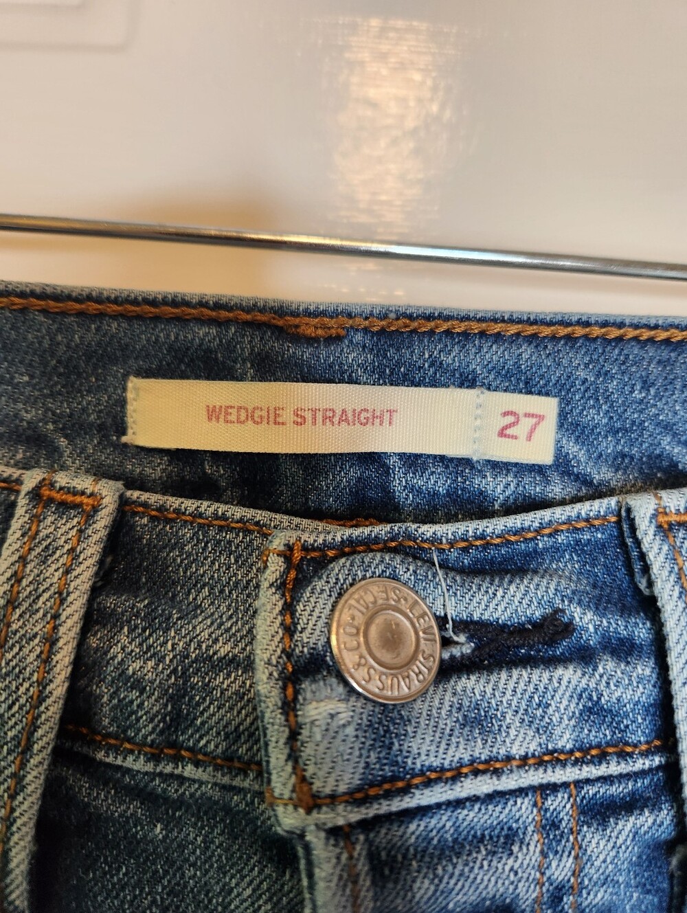 Levi's Wedgie Straight Jeans Button Fly Blue Size 27 - Picture 4 of 6